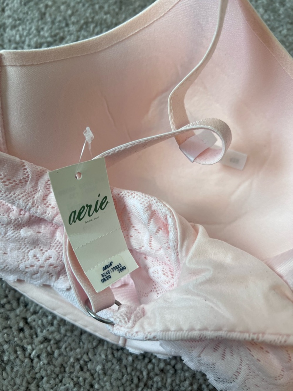 Aerie Real Sunnie Full Coverage Lightly Lined Lace Bra - 42B (Pale Pink)
